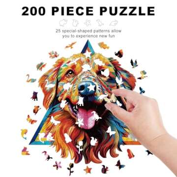 Wooden Puzzles for Adults - 200 Pieces Dog Unique Shaped Wooden Jigsaw Puzzles for Adults, Medium Size 10'' x 10.5'' Adult Wood Puzzles for Family Friend Game