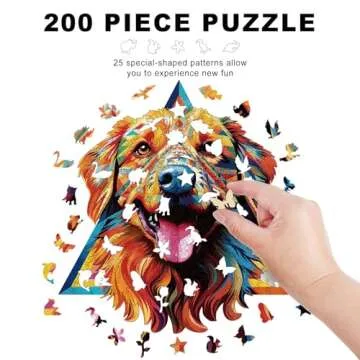 Wooden Puzzles for Adults - 200 Pieces Dog Unique Shaped Wooden Jigsaw Puzzles for Adults, Medium Size 10'' x 10.5'' Adult Wood Puzzles for Family Friend Game