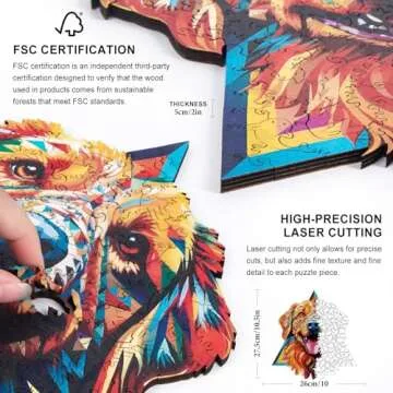 Wooden Puzzles for Adults - 200 Pieces Dog Unique Shaped Wooden Jigsaw Puzzles for Adults, Medium Size 10'' x 10.5'' Adult Wood Puzzles for Family Friend Game