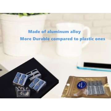 Wekoil Pencil Sharpeners Manual Twin Metal Dual Sharpening Blade Double Holes Rectangular Pencil Sha...