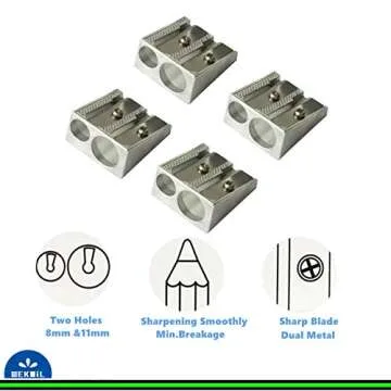 Wekoil Pencil Sharpeners Manual Twin Metal Dual Sharpening Blade Double Holes Rectangular Pencil Sharpener for Colored Graphite Pencils Crayons Jumbo, Pack of 4,Silver