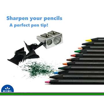 Wekoil Pencil Sharpeners Manual Twin Metal Dual Sharpening Blade Double Holes Rectangular Pencil Sharpener for Colored Graphite Pencils Crayons Jumbo, Pack of 4,Silver