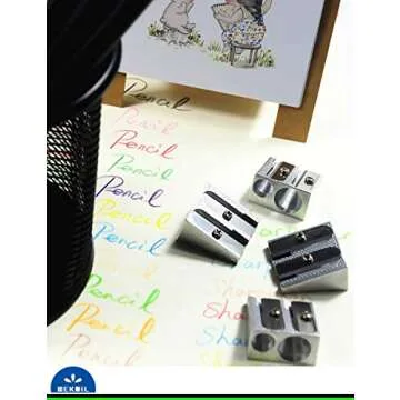 Wekoil Pencil Sharpeners Manual Twin Metal Dual Sharpening Blade Double Holes Rectangular Pencil Sharpener for Colored Graphite Pencils Crayons Jumbo, Pack of 4,Silver