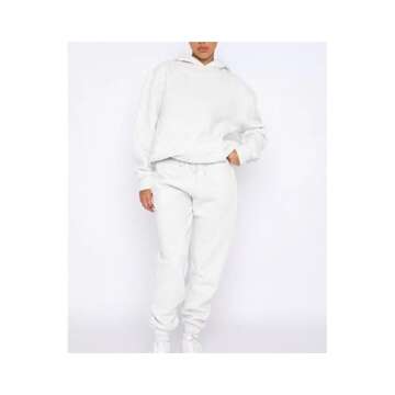 Akivide Womens 2 Piece Sweatsuit Oversized Hoodie Sweatshirt and Jogger Sweatpants Set Loose Fall Jogging Outfits with Pocket