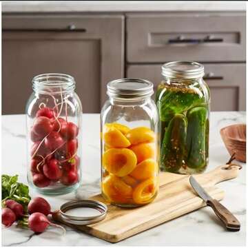 GLING 64 oz. Wide-Mouth Mason Jar for Preserving Food