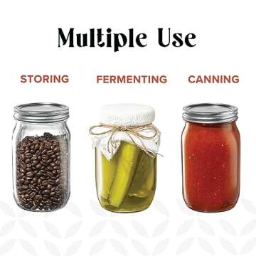 GLING 64 oz. Wide-Mouth Mason Jar for Preserving Food