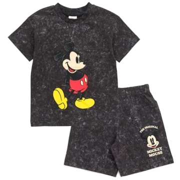Disney Mickey Mouse Pluto Toddler Boys Vintage Drop Shoulder T-Shirt and Shorts Outfit Set Black 3T