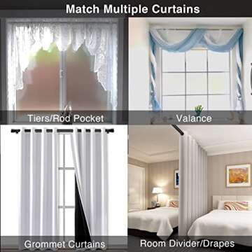 Long Black Curtain Rod for Living Room Windows 28 to 144 inch, 1" Heavy Duty Drapery Rods with Adjustable Brackets, Bedroom Easy Instal Simple Blackout Outdoor Curtain Rods for Patio