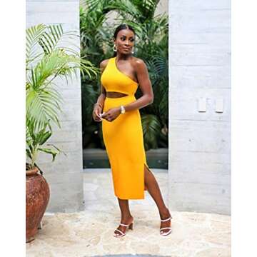 The Drop Women's Mango One Shoulder Knit Dress by @thejenniejenkins, M