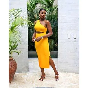 The Drop Women's Mango One Shoulder Knit Dress by @thejenniejenkins, M