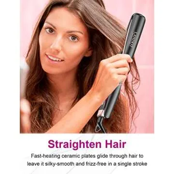 LANDOT Hair Straightener and Curler 2 in 1 - Twist Straightening Curling Iron Combo - Flat Iron Curling Iron in One for Curl Wave Straighten Hair