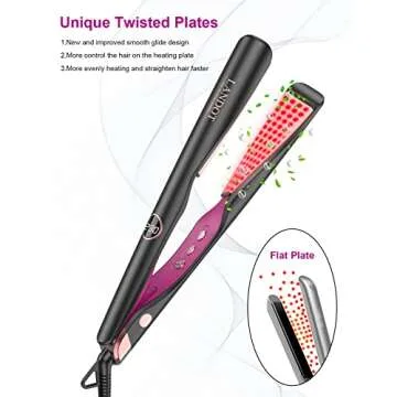 LANDOT Hair Straightener and Curler 2 in 1 - Twist Straightening Curling Iron Combo - Flat Iron Curling Iron in One for Curl Wave Straighten Hair