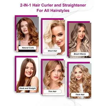 LANDOT Hair Straightener and Curler 2 in 1 - Twist Straightening Curling Iron Combo - Flat Iron Curling Iron in One for Curl Wave Straighten Hair