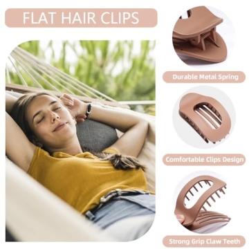 Flat Hair Claw Clips for Thick Hair for Women Hair Clips for Thin Hair Duck Billed Hair Clips Matte Hair Clips Large Hair Clips Neutral Claw Clips Hair (3color-1)