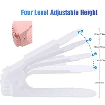 RISETEX Shoe Slots Organizer 20 Pack- Shoe Stacker - Increase Space by 200%,4 Levels Adjustable Doub...