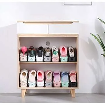 RISETEX Shoe Slots Organizer 20 Pack- Shoe Stacker - Increase Space by 200%,4 Levels Adjustable Double Layer Stackable Shoe Rack,Storage Shoe Organizer Holder for Closet Organization