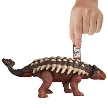 Mattel Jurassic World Dominion Roar Strikers Dinosaur Action Figure with Roaring Sound & Attack Action, Ankylosaurus Dino Toy Includes Digital Play