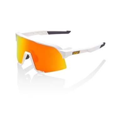 100% S3 Sport Performance Cycling Sunglasses - Soft Tact White with HiPER Red Lens