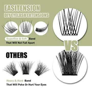 DIY Eyelash Extension, Glue Bonded Band Individual Lash 24 Clusters Natural Lashes Set, Home Eyelash...