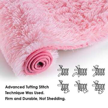 Ompaa Soft Fluffy Area Rug for Living Room Bedroom, 5x8 Pink Plush Shag Rugs, Fuzzy Shaggy Accent Carpets for Kids Girls Rooms, Modern Apartment Nursery Dorm Indoor Furry Decor