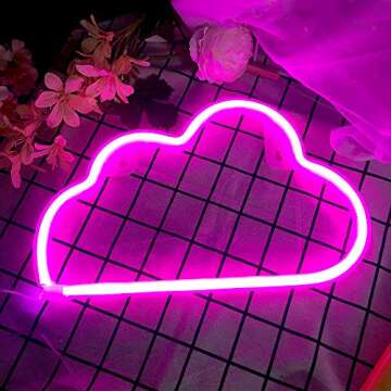 iceagle Cloud Neon Signs- Neon Lights for Wall Decor USB or Battery Neon Signs for Bedroom Cloud Light for Christmas Birthday Party Living Room Girls Kids Room, Pink