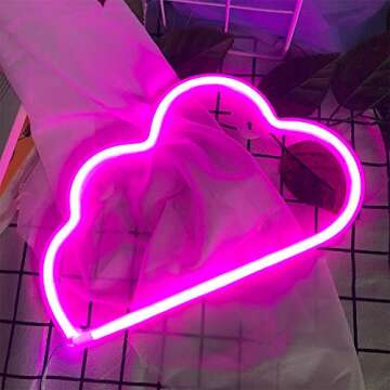iceagle Cloud Neon Signs- Neon Lights for Wall Decor USB or Battery Neon Signs for Bedroom Cloud Light for Christmas Birthday Party Living Room Girls Kids Room, Pink