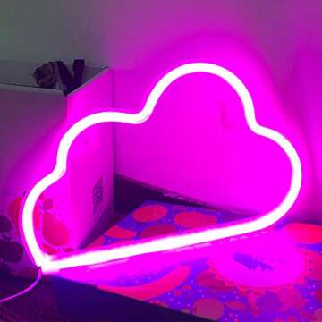 iceagle Cloud Neon Signs- Neon Lights for Wall Decor USB or Battery Neon Signs for Bedroom Cloud Light for Christmas Birthday Party Living Room Girls Kids Room, Pink