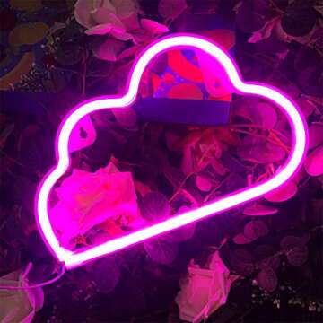 iceagle Cloud Neon Signs- Neon Lights for Wall Decor USB or Battery Neon Signs for Bedroom Cloud Light for Christmas Birthday Party Living Room Girls Kids Room, Pink