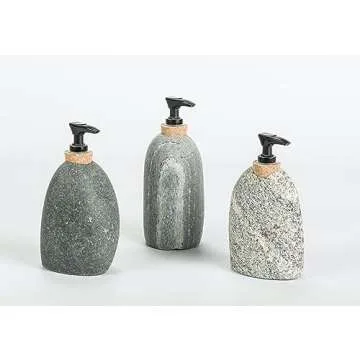 Funky Rock Designs Soap and Lotion Dispenser - Handcrafted Natural Beach Stone, Rustic Home Decor