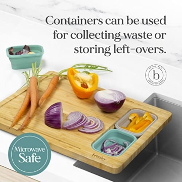 Brimley Bamboo Cutting Board with Containers for Easy Prep
