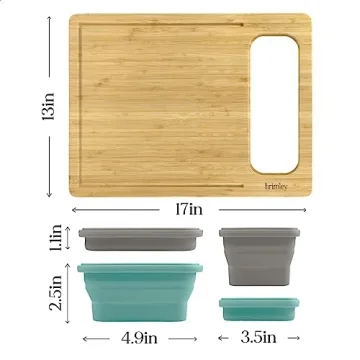 Brimley Bamboo Cutting Board with Containers for Easy Prep