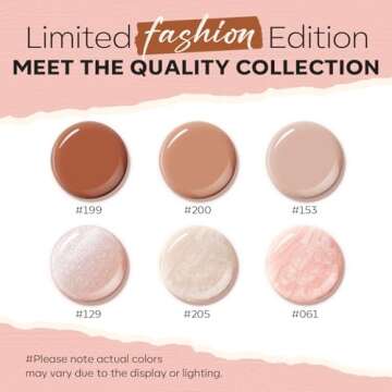 modelones Complete Nail Polish Set Brown Nude Pink Pearl White Glitter Shimmer Quick Dry Nail Lacquer Kit with Nail Remover Sticker Base&Top Coat, 6 Colors DIY Home Manicure Gift for Women Girls