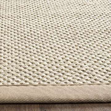 SAFAVIEH Natural Fiber Collection Area Rug - 8' x 10', Marble & Linen, Border Sisal Design, Easy Care, Ideal for High Traffic Areas in Living Room, Bedroom (NF143B)