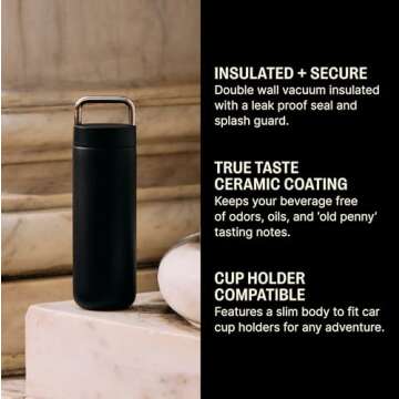 Fellow 20 oz Carter Carry Vacuum Insulated Tumbler for Water, Tea, Coffee, Smoothies, & more - Stain...