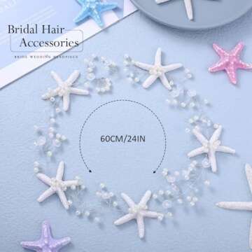 Unicra Starfish Bride Wedding Hair Vine Pearl Bridal Headband Headpiece Beach Wedding Hair Accessories for Women and Girls (A Silver)
