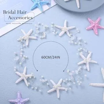 Unicra Starfish Bride Wedding Hair Vine Pearl Bridal Headband Headpiece Beach Wedding Hair Accessories for Women and Girls (A Silver)