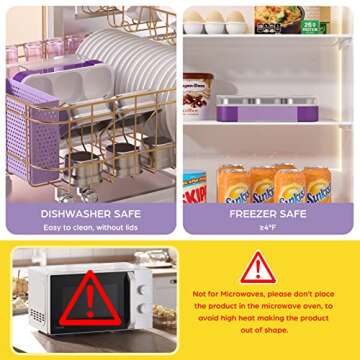 Lunch Boxes Stainless Steel Bento Box with Insulated Lunch Bag & Fork, Leakproof Metal Lunchbox Set for Adults Kids Bento-Style 5 Compartments Snack Containers, BPA-Free, Dishwasher Safe (Purple)