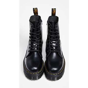Dr. Martens mens Jadon-w combat boots, Black Polished Smooth, 7 Women 6 Men US