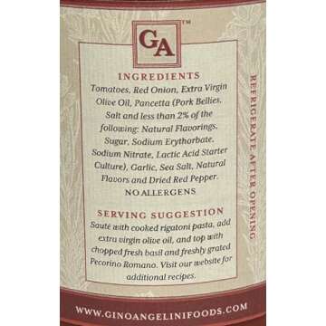 Gino Angelini Pasta Sauce - AMATRICIANA, Italian Tomato & Savory Bacon, 24 Ounces, Pack of 2