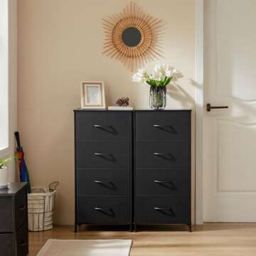 DUMOS Dresser for Bedroom, Storage Organizer Units Furniture, Chest Tower TV Stand with Fabric Bins,...