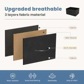 DUMOS Dresser for Bedroom, Storage Organizer Units Furniture, Chest Tower TV Stand with Fabric Bins, Metal Frame, Wooden Top for Nursery, Living Room, Closet