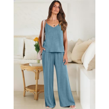 Shop ANRABESS Women's Linen Lounge Set for Summer Style