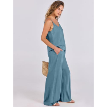 Shop ANRABESS Women's Linen Lounge Set for Summer Style