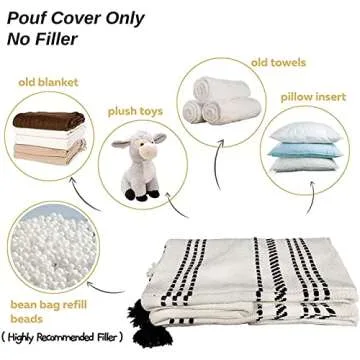 Stylish Blue Page Unstuffed Pouf Cover for Your Home