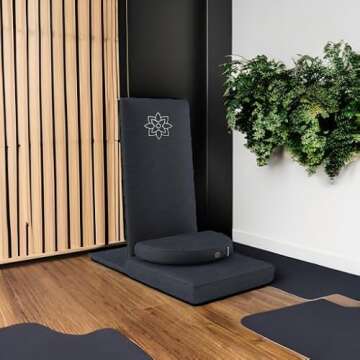 Mindful Modern Folding Pro Meditation Chair - Adjustable Meditation Seat with Back Support and Half ...