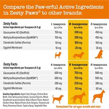 Zesty Paws Mobility Flavor Infusions for Dogs - Hip & Joint Support with Glucosamine, Chondroitin & MSM - Support for HIPS & Joints + Cartilage Health - Chicken Flavor - 16 fl oz
