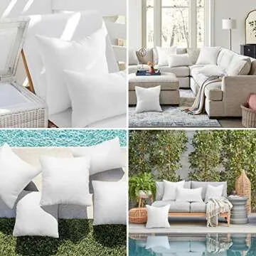 Ashler Outdoor Pillows, 18 x 18 Pillow Inserts Set of 2, Waterproof Throw Pillow Inserts Hypoallergenic Pillow for Patio, Water Resistant Indoor Outdoor Decorative