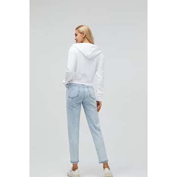 Germinate Cropped Zip Up Hoodie Women White Black Grey Cotton Fleece Zipper Short Crop Sweatshirt Jacket Sweater (as1, alpha, m, regular, regular, White)