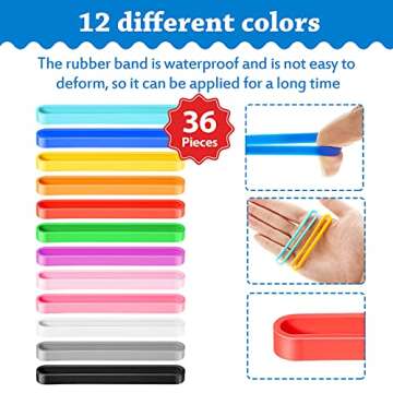 36 Pieces 3 Inches Silicone Rubber Bands Elastic Rubber Wrapping Bands Assorted Color Band for Walle...
