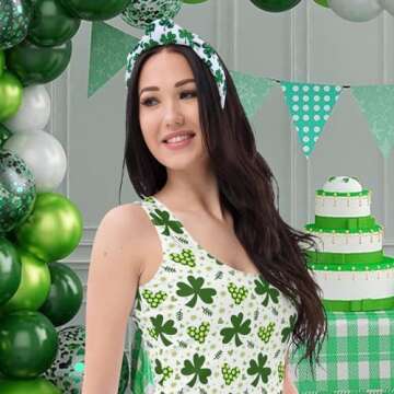YanJie Knotted Clover Shamrock Headbands - Wide Hair Bands for Women and Girls, St. Patrick's Day Party Gifts